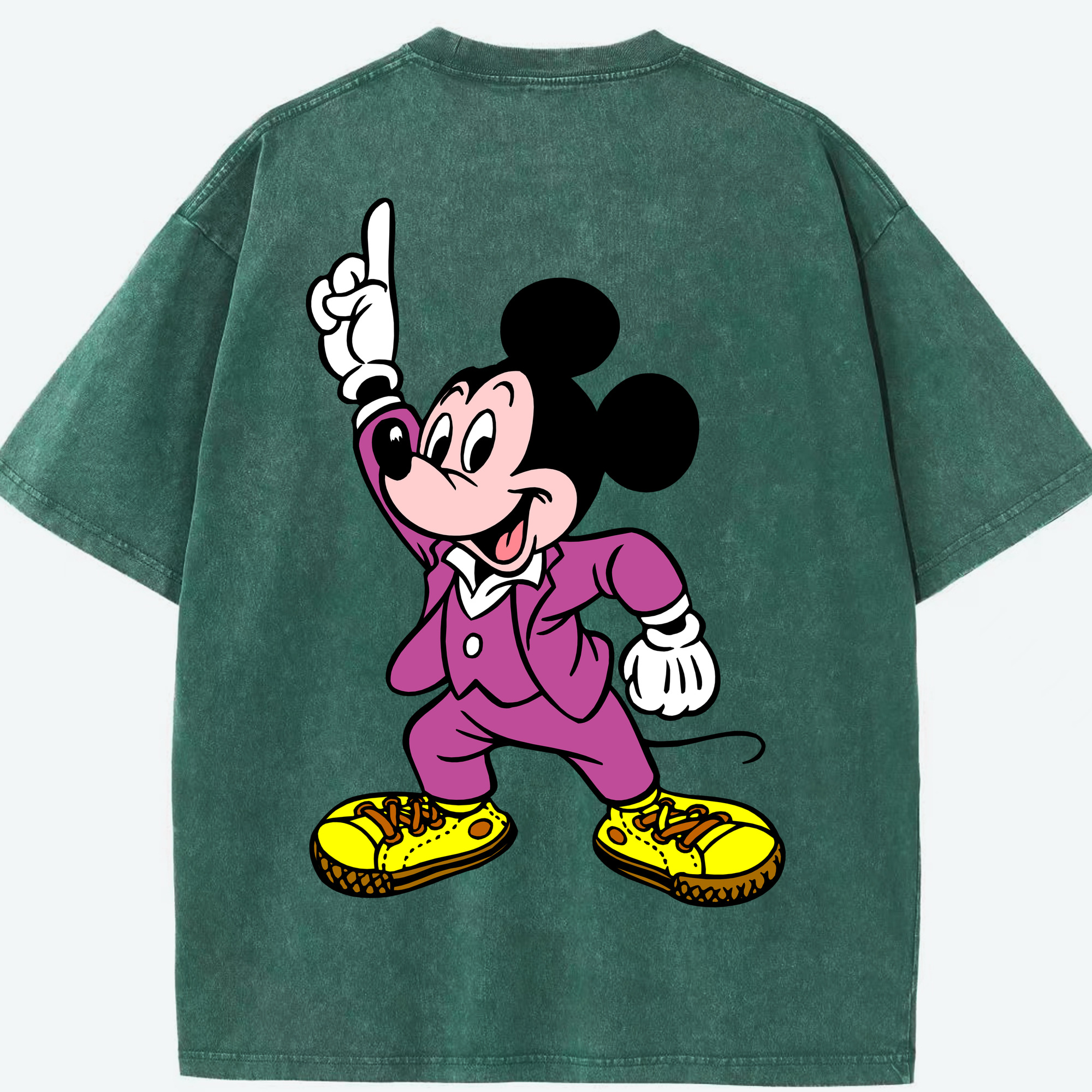 （画像用） ミッキーマウス Mickey Mouse 綿100% ヴィンテージ風 半袖Tシャツ（背面プリント）